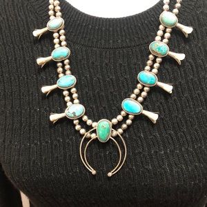 Sterling/Turquoise Squash Blossom Necklace